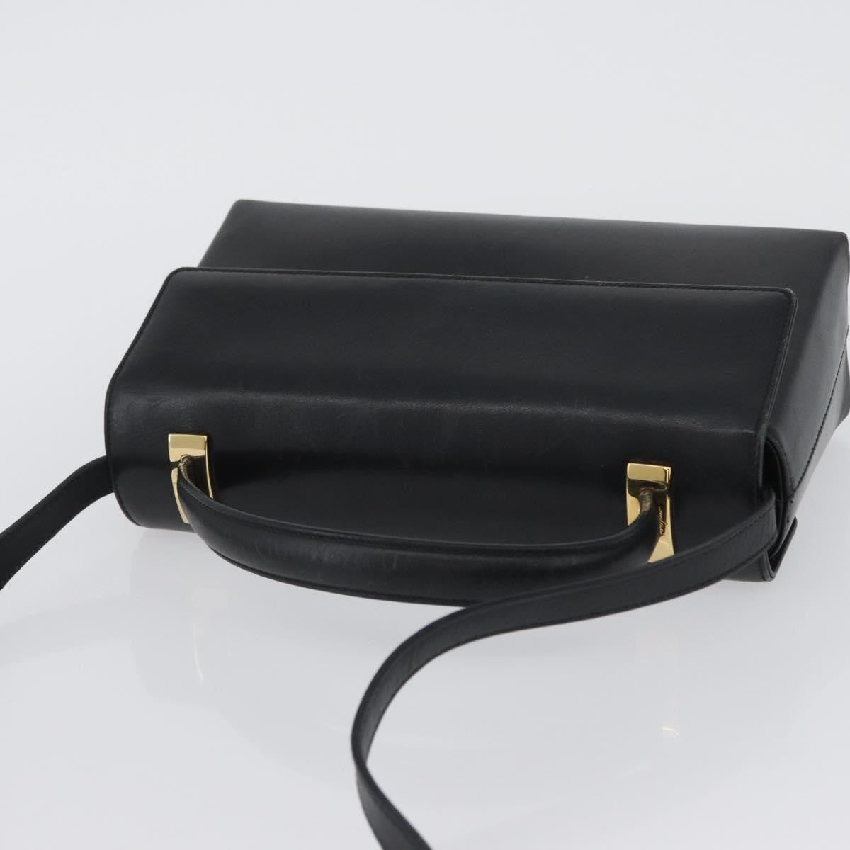 Salvatore Ferragamo Vintage Leather Black Leather Handbag (Pre-Owned)
