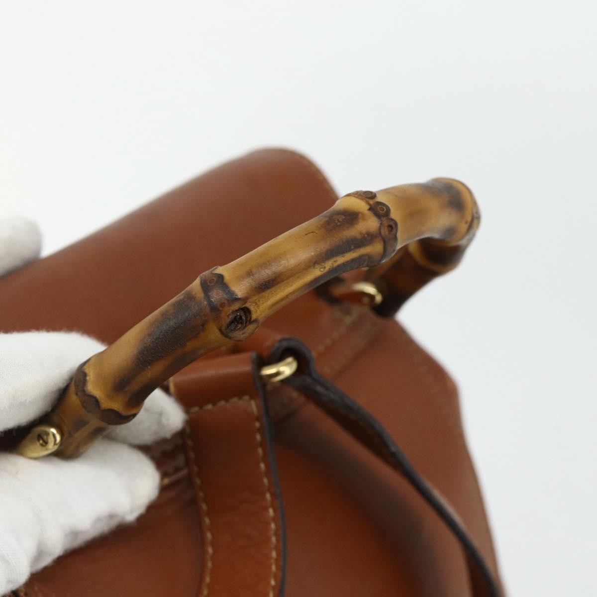 Gucci Vintage Bamboo Leather Brown Leather Backpack Bag (Pre-Owned)