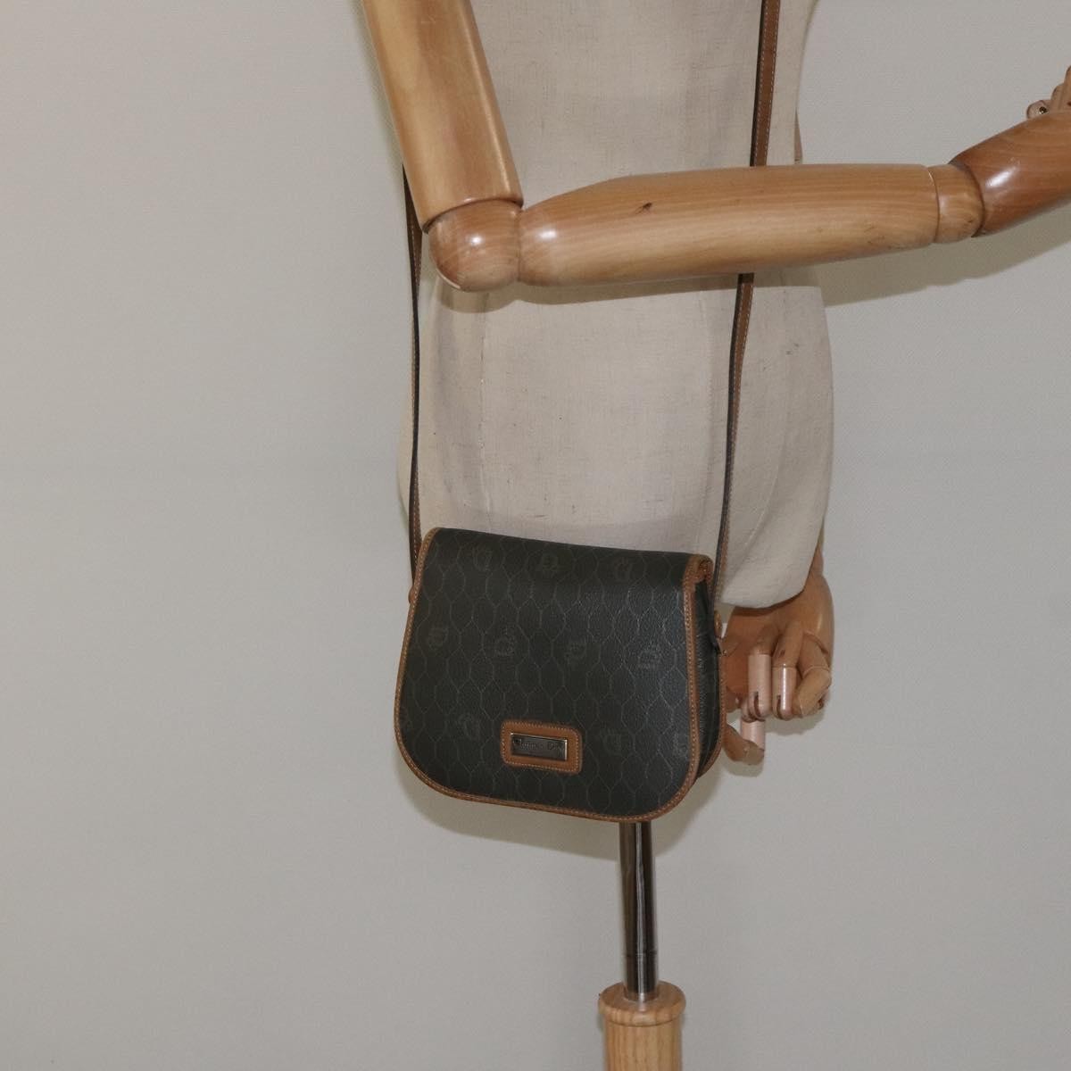 Christian Dior Vintage Honeycomb Flap Coated Canvas Khaki Canvas Shoulder Bag Bag (Pre-Owned)