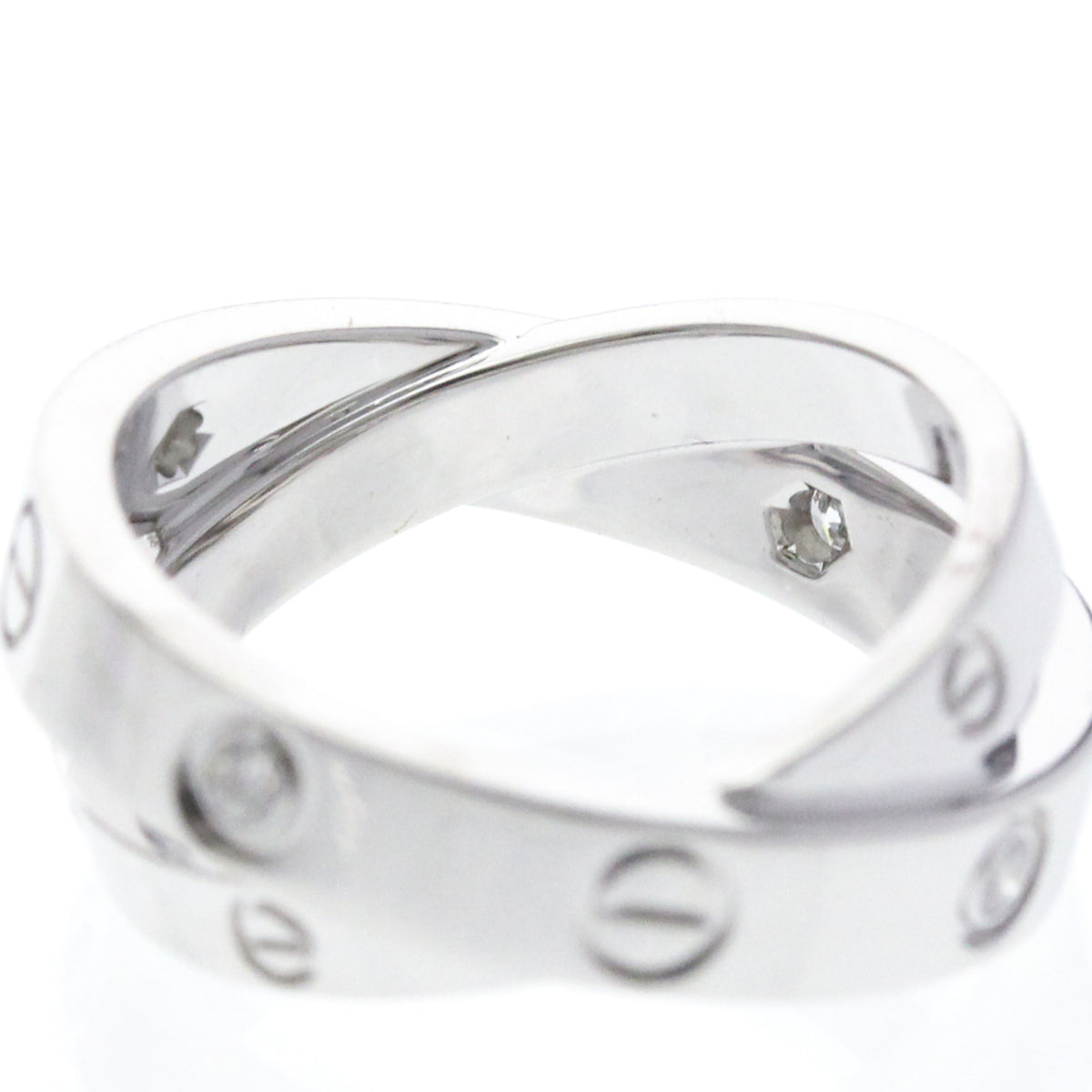 Cartier Be Love 18K White Gold With Diamonds Silver White_Gold Ring Jewelry (Pre-Owned)