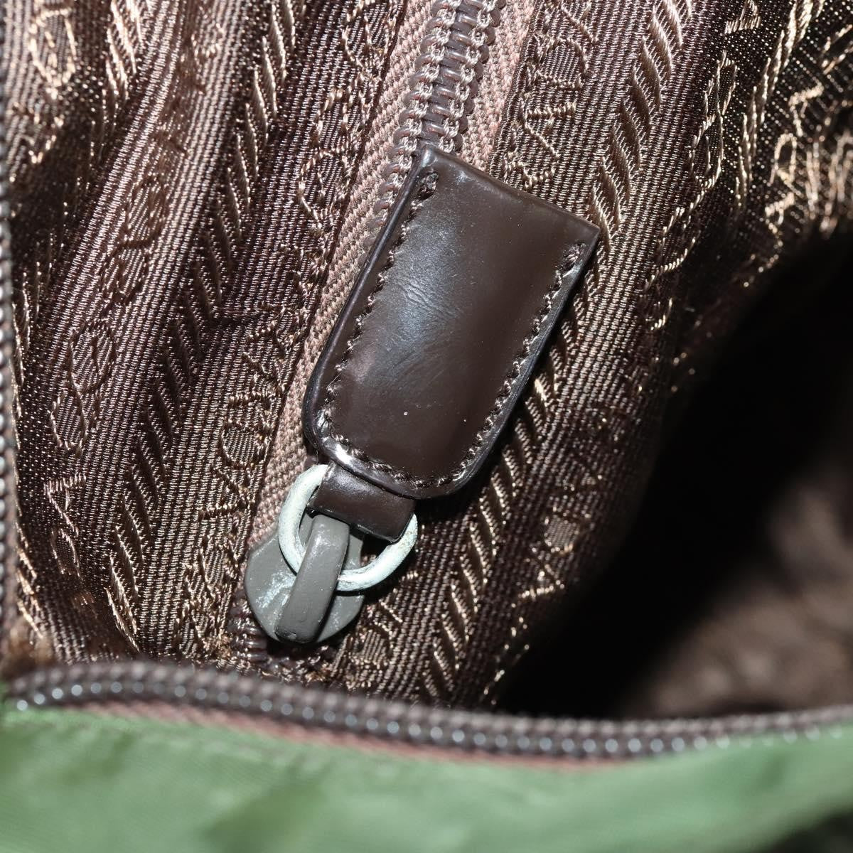 Prada Zip Top Messenger Tessuto Khaki Nylon Shoulder Bag Bag (Pre-Owned)