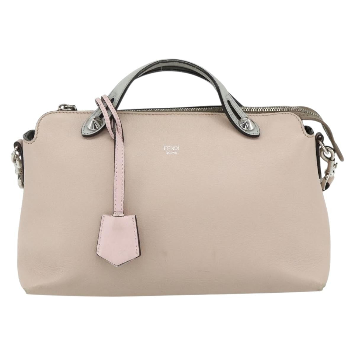Fendi By The Way Satchel Leather Beige Leather Handbag (Pre-Owned)