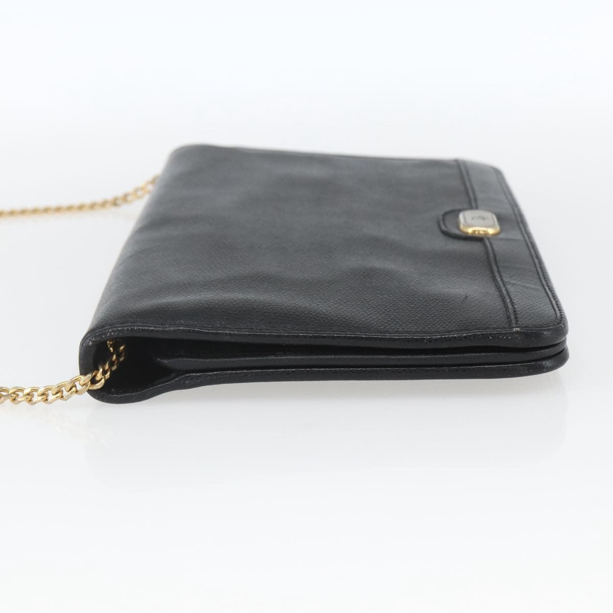 Christian Dior Vintage Chain Flap Leather Black Leather Shoulder Bag Bag (Pre-Owned)