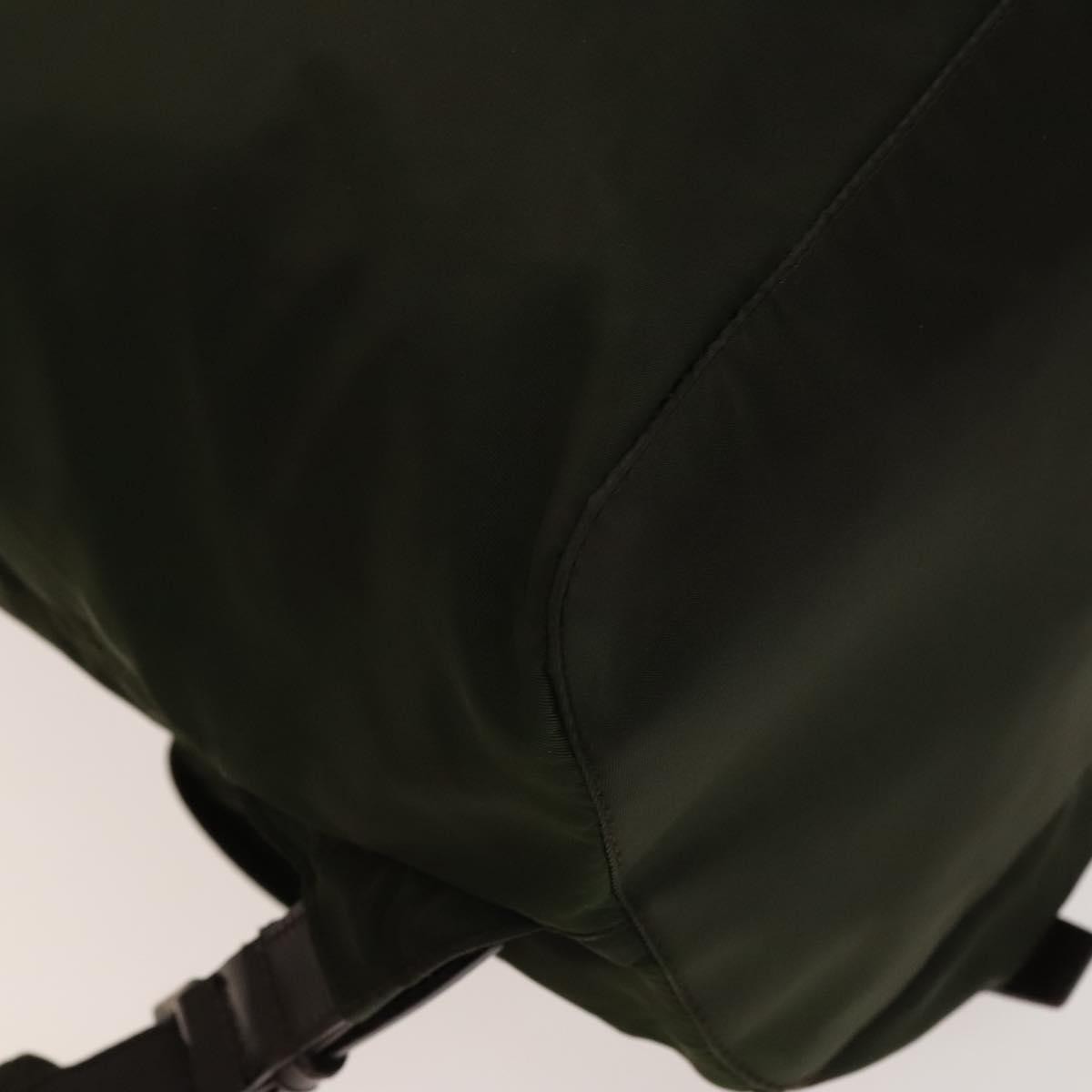 Prada Vela Double Front Pocket Tessuto With Saffiano Leather Khaki Nylon Backpack Bag (Pre-Owned)