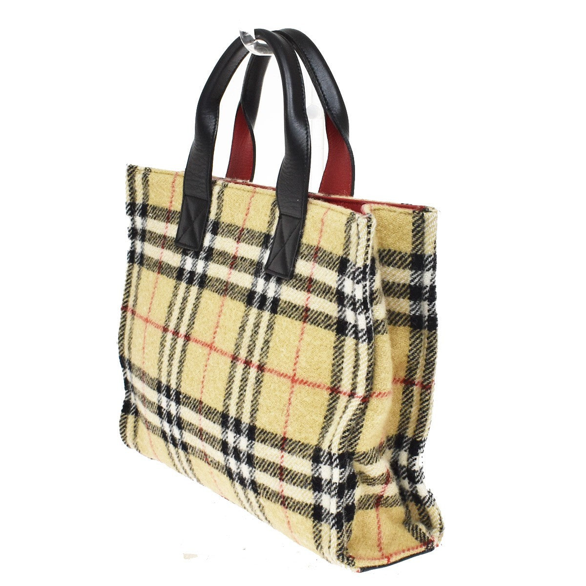 Burberry Nova Check Blue Label Cotton Beige Wool Shoulder Bag Bag (Pre-Owned)