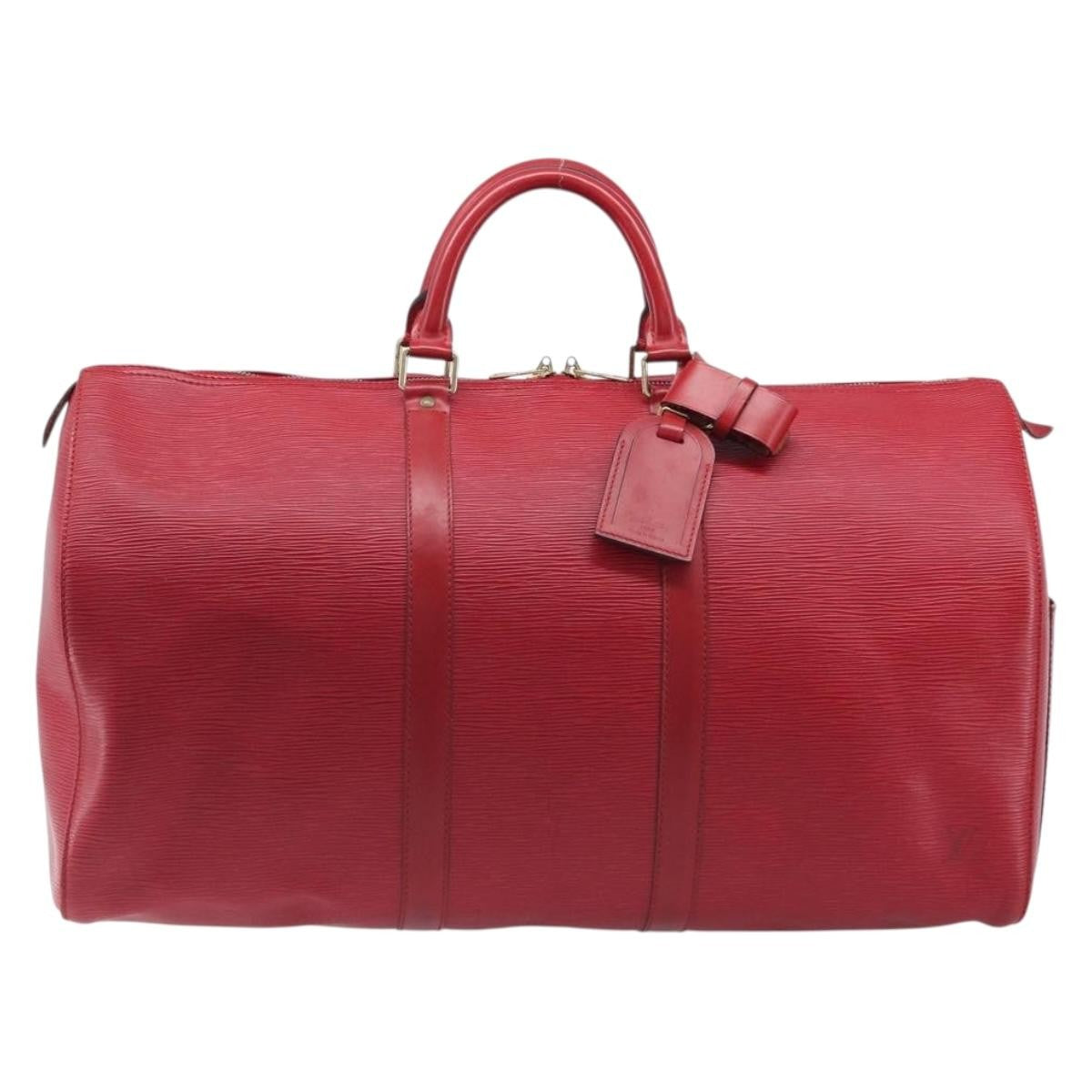 Louis Vuitton Keepall Epi Leather Red Leather Travel Bag Bag (Pre-Owned)