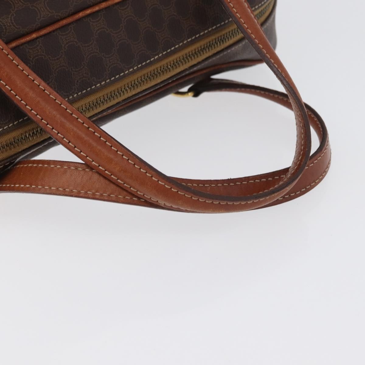Celine Vintage Macadam Canvas And Leather Brown Canvas Handbag (Pre-Owned)