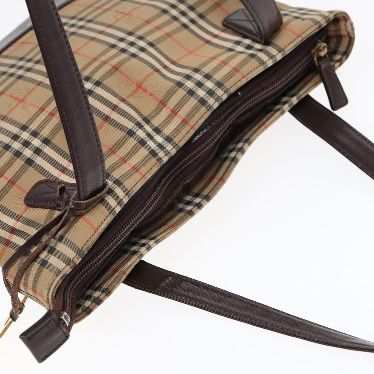 Burberry Nova Check Tote Canvas Check Pattern Beige Canvas Tote Bag Bag (Pre-Owned)