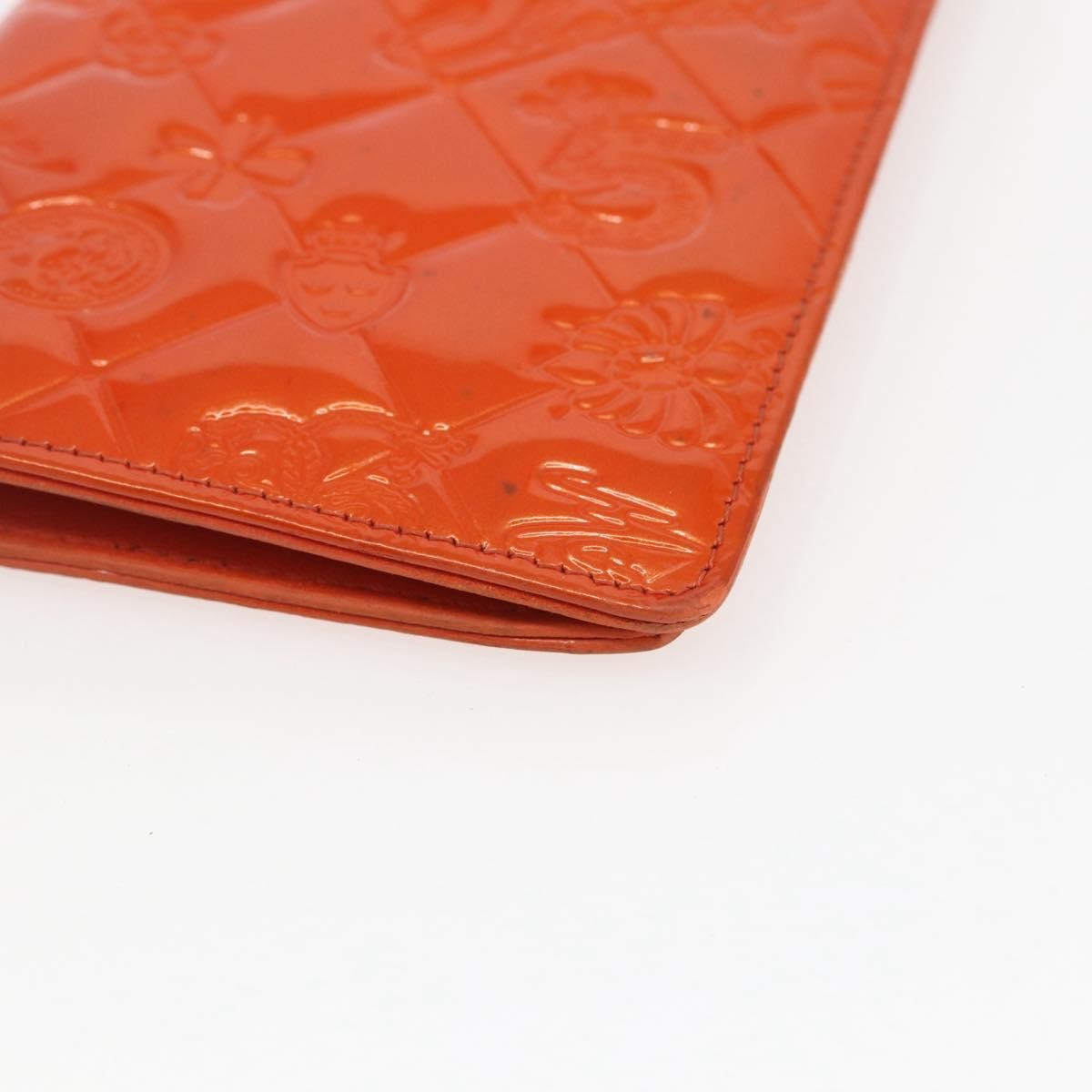 Chanel Lucky Symbols Yen Embossed Quilted Patent Orange Patent_Leather Wallets Accessory (Pre-Owned)