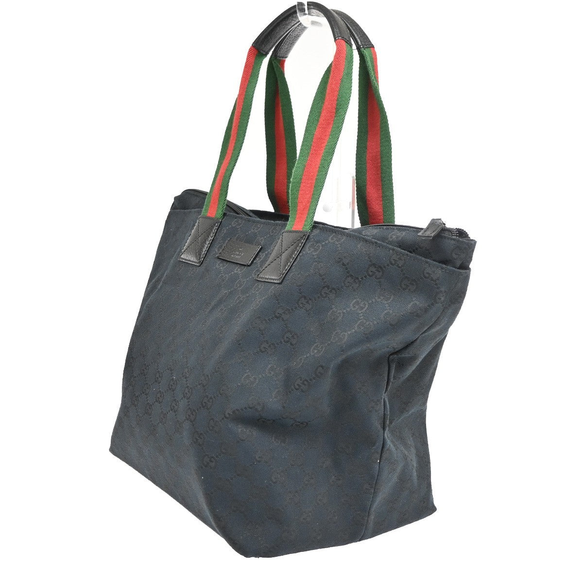 Gucci Web Zip Gg Canvas Black Canvas Tote Bag Bag (Pre-Owned)