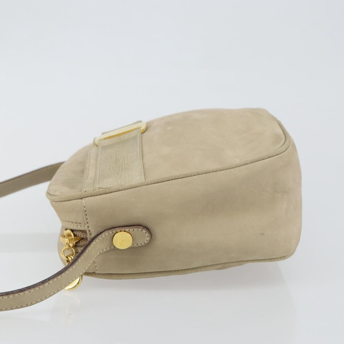Salvatore Ferragamo Vala Suede Beige Suede Shoulder Bag Bag (Pre-Owned)