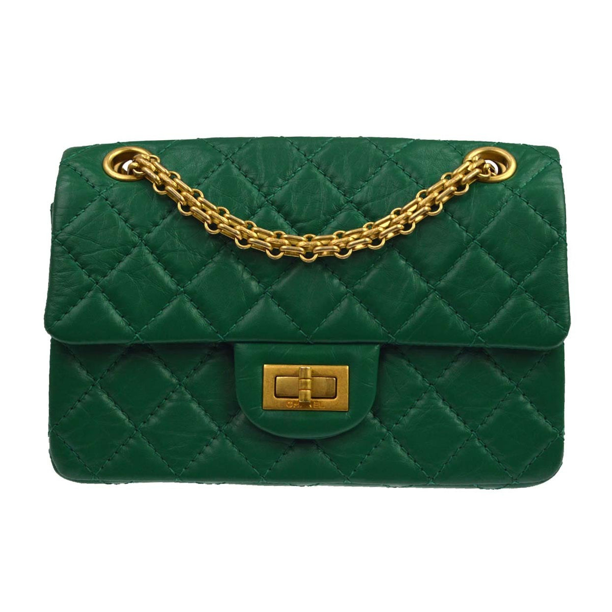 Chanel 2.55 Leather Green Calfskin Shoulder Bag Bag (Pre-Owned)