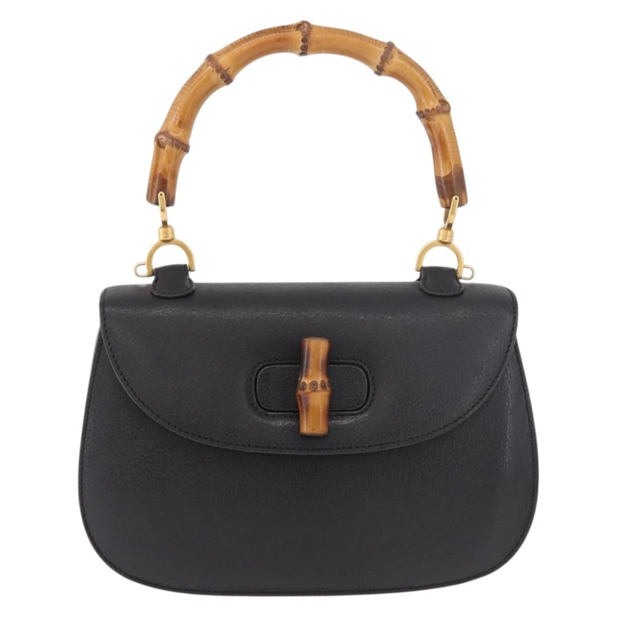 Gucci Bamboo 1947 Top Handle Leather Black Leather Handbag (Pre-Owned)