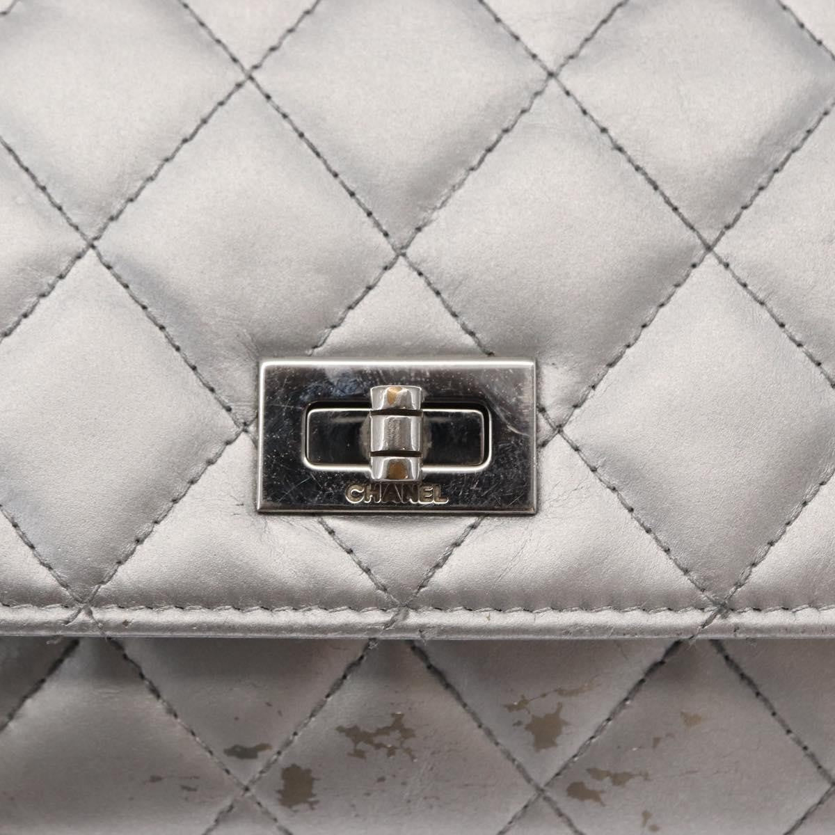 Chanel Reissue 2.55 Wallet On Chain Quilted Lambskin Silver Leather Crossbody Bag Bag (Pre-Owned)