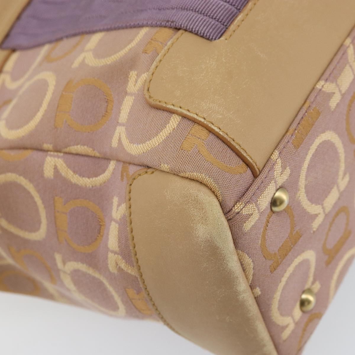 Salvatore Ferragamo Gancini Tote Canvas Purple Canvas Tote Bag Bag (Pre-Owned)
