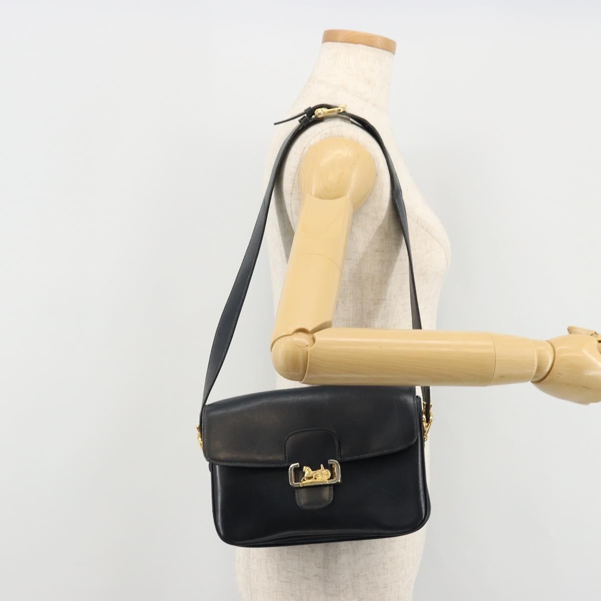 Celine Horse Carriage Leather Black Leather Shoulder Bag Bag (Pre-Owned)