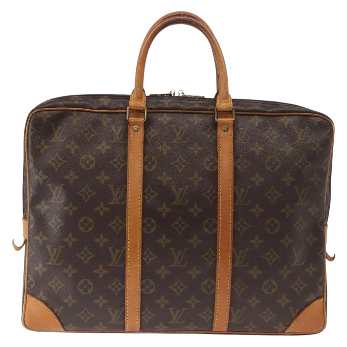 Louis Vuitton Porte-Documents Voyage Macassar Monogram Canvas Brown Canvas Briefcase Bag (Pre-Owned)