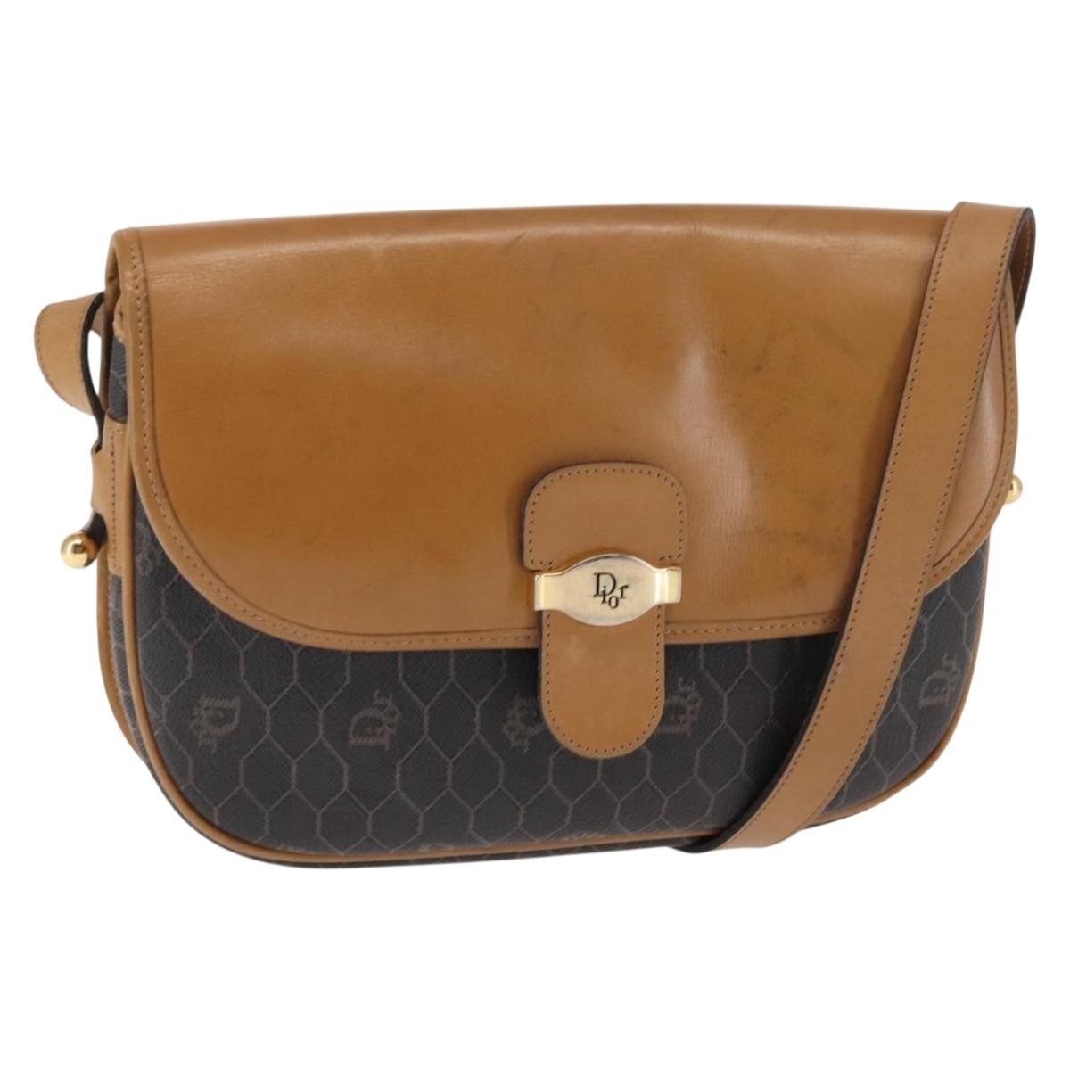 Christian Dior Vintage Honeycomb Canvas And Leather Brown Canvas Shoulder Bag Bag (Pre-Owned)