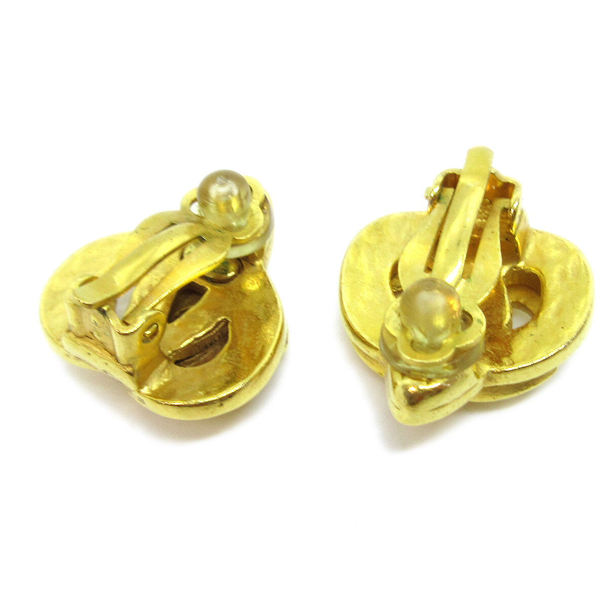 Chanel Cc Logo Heart Gold-Plated Gold Gold_Plated Earrings Jewelry (Pre-Owned)