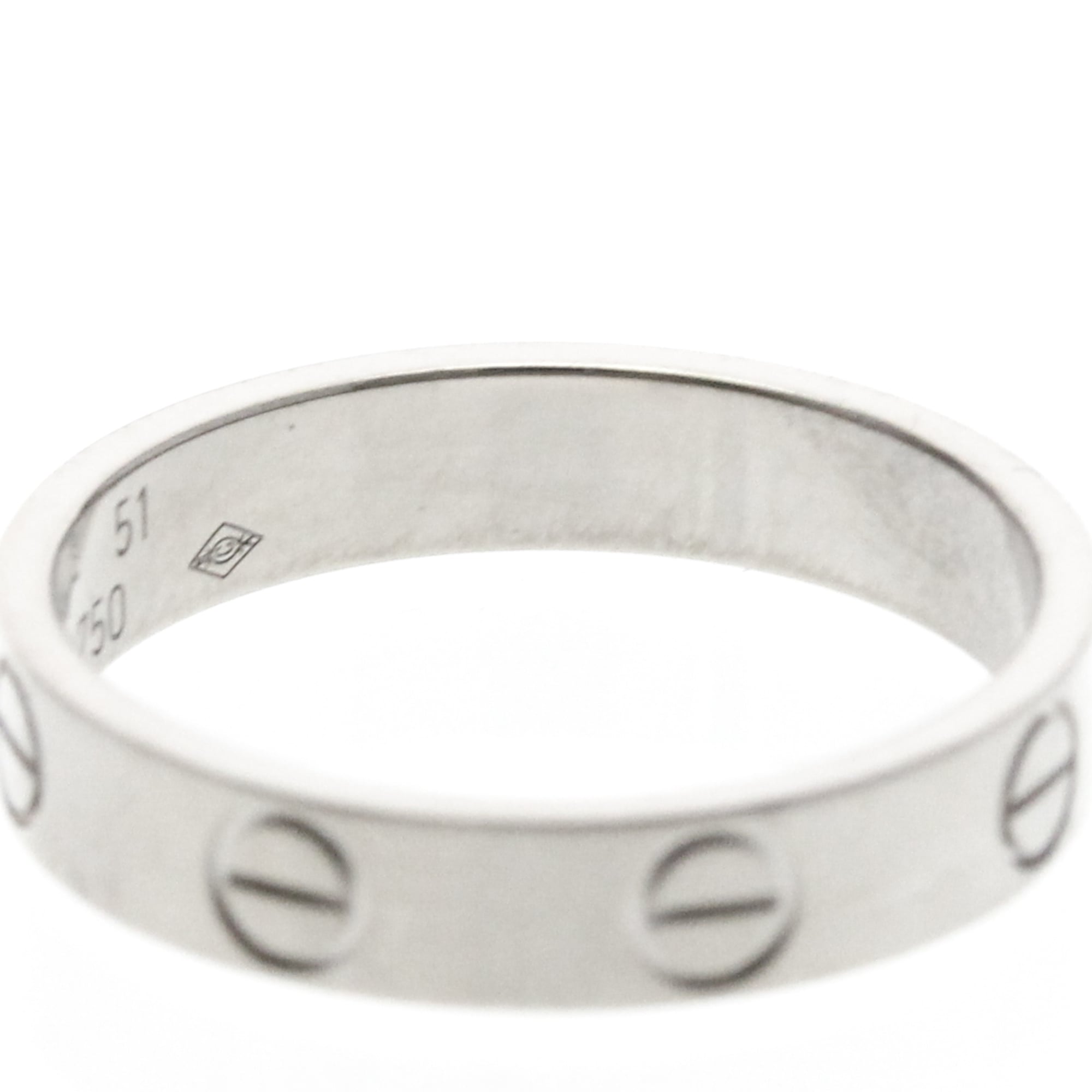 Cartier Love Band 18K White Gold Silver White_Gold Ring Jewelry (Pre-Owned)