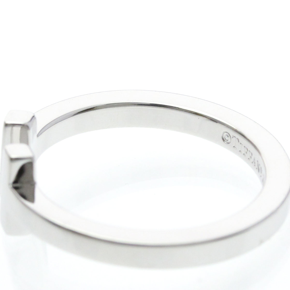 Tiffany & Co. T Square 18K White Gold Silver White_Gold Ring Jewelry (Pre-Owned)