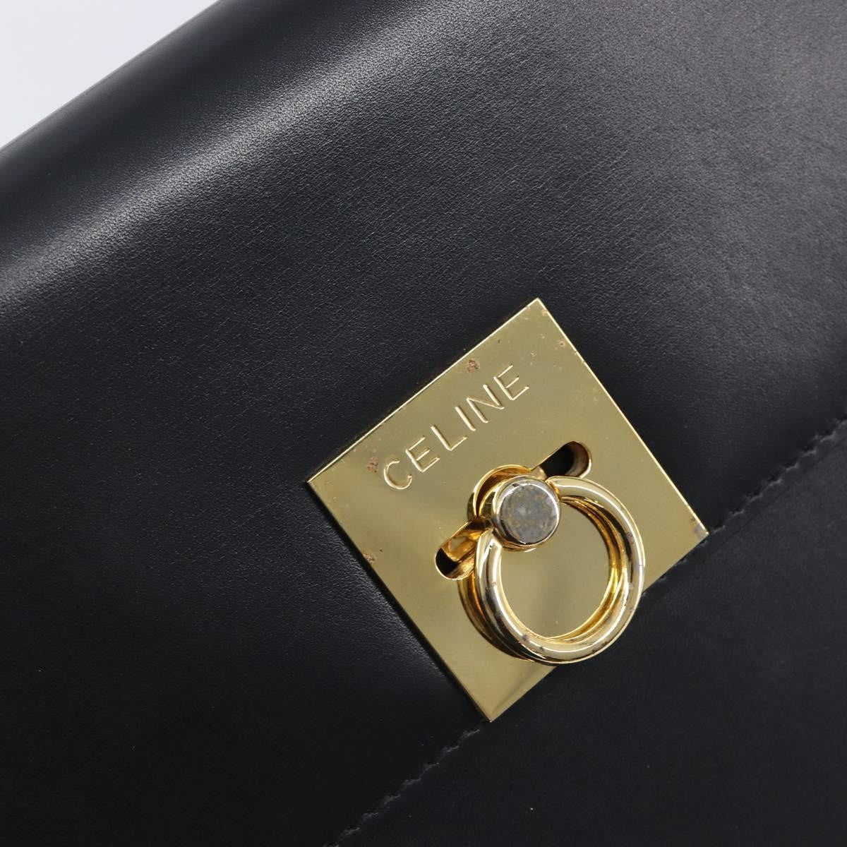 Celine Shoulder Leather Black Leather Shoulder Bag Bag (Pre-Owned)