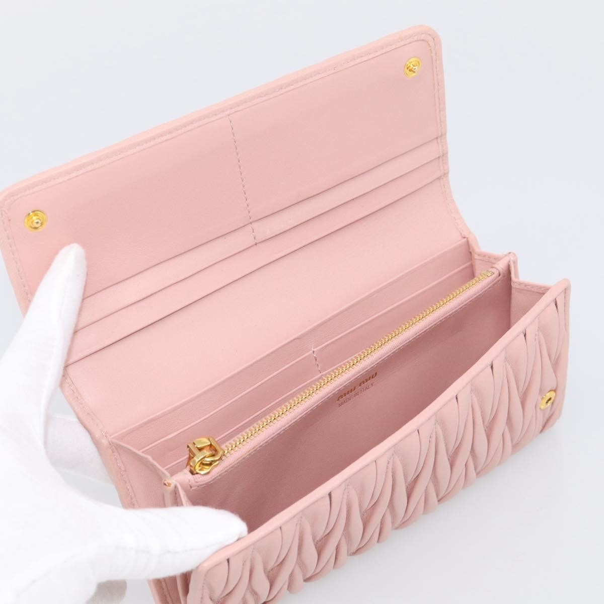 Miu Miu Matelasse Leather Pink Leather Wallets Accessory (Pre-Owned)