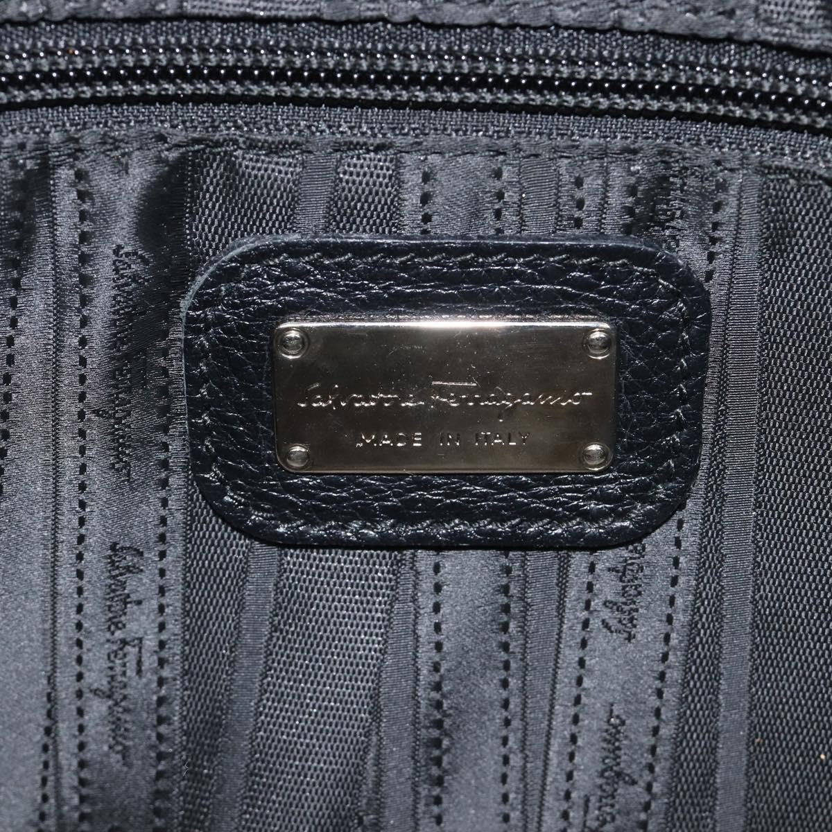 Salvatore Ferragamo Gancini Leather Black Leather Handbag (Pre-Owned)