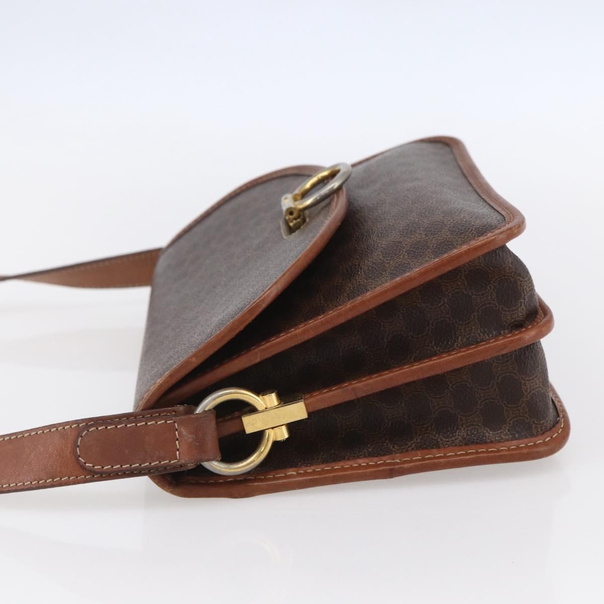 Celine Flap Shoulder Canvas Brown Canvas Shoulder Bag Bag (Pre-Owned)