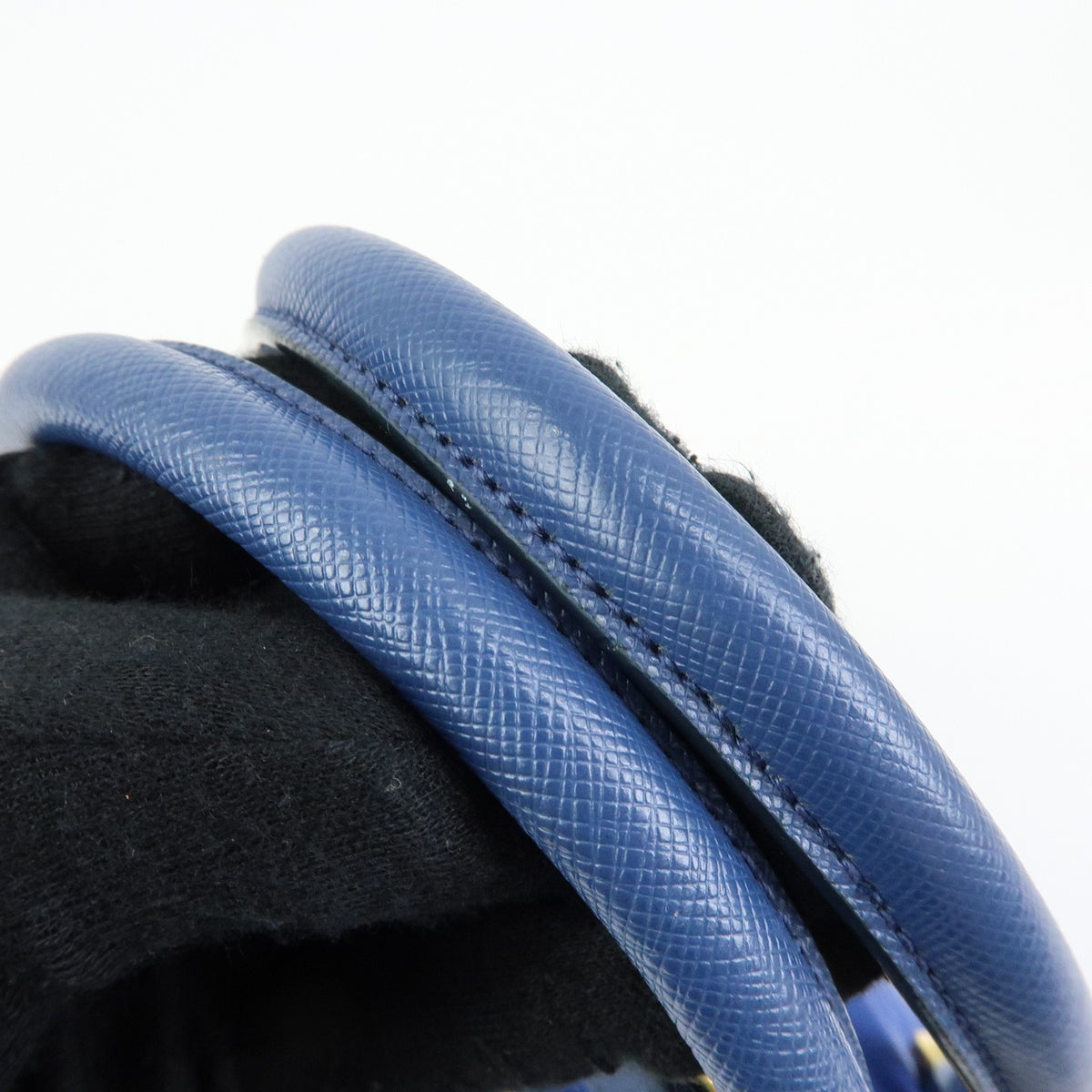 Prada Convertible Dome Satchel Tessuto With Saffiano Leather Blue Nylon Handbag (Pre-Owned)