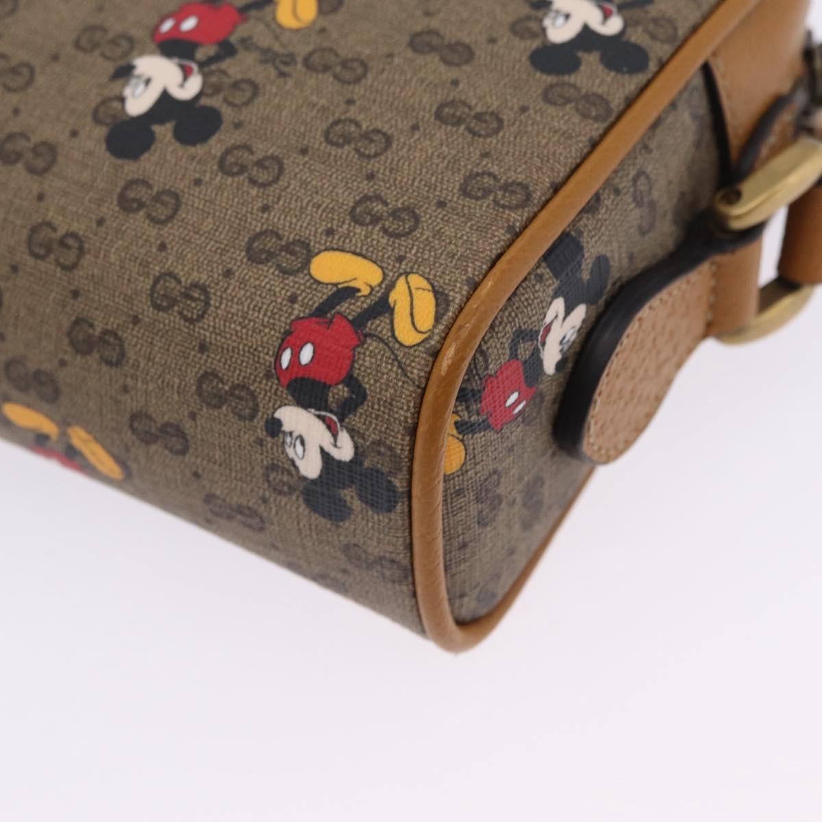 Gucci Disney Mickey Mouse Printed Mini Gg Coated Canvas Beige Canvas Shoulder Bag Bag (Pre-Owned)