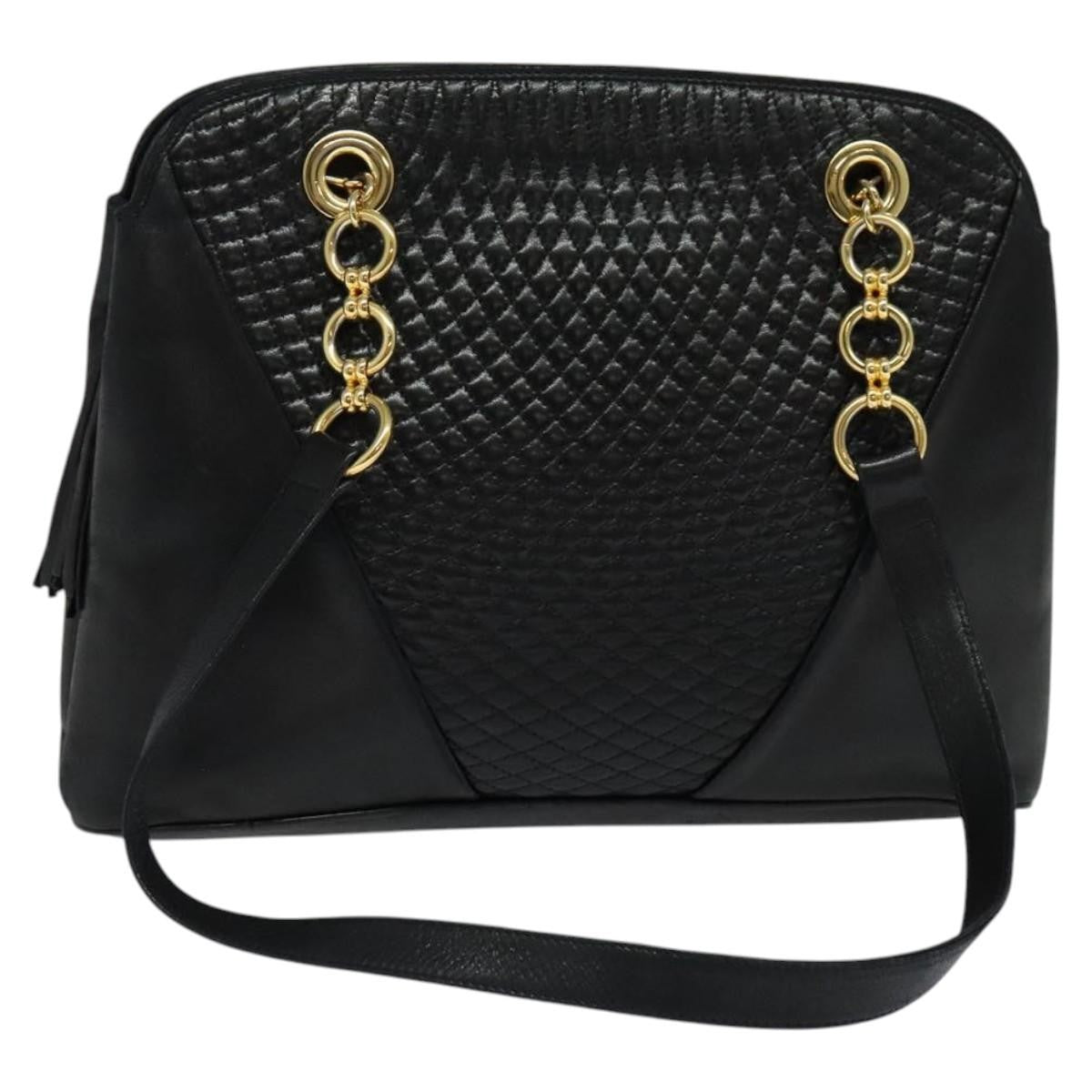 Bally Vintage Quilted Leather Black Leather Shoulder Bag Bag (Pre-Owned)