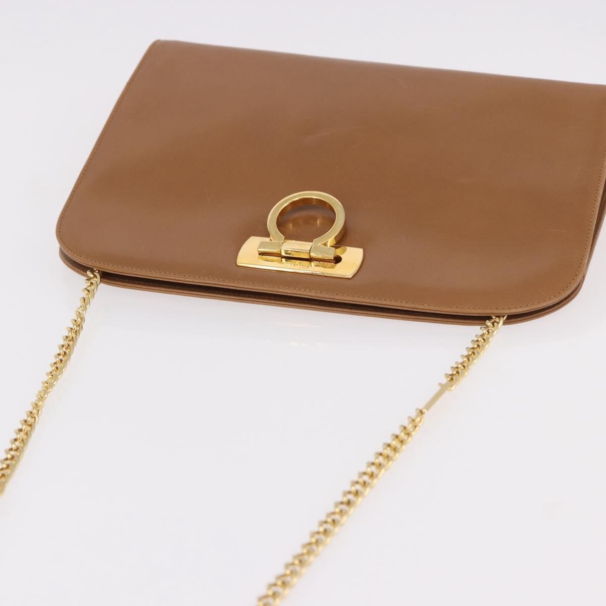Salvatore Ferragamo Vintage Gancini Chain Leather Brown Leather Shoulder Bag Bag (Pre-Owned)