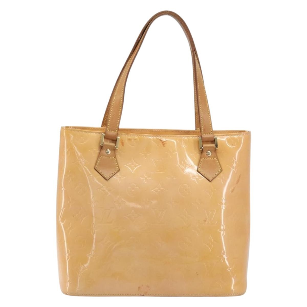 Louis Vuitton Houston Monogram Vernis Beige Patent_Leather Handbag (Pre-Owned)