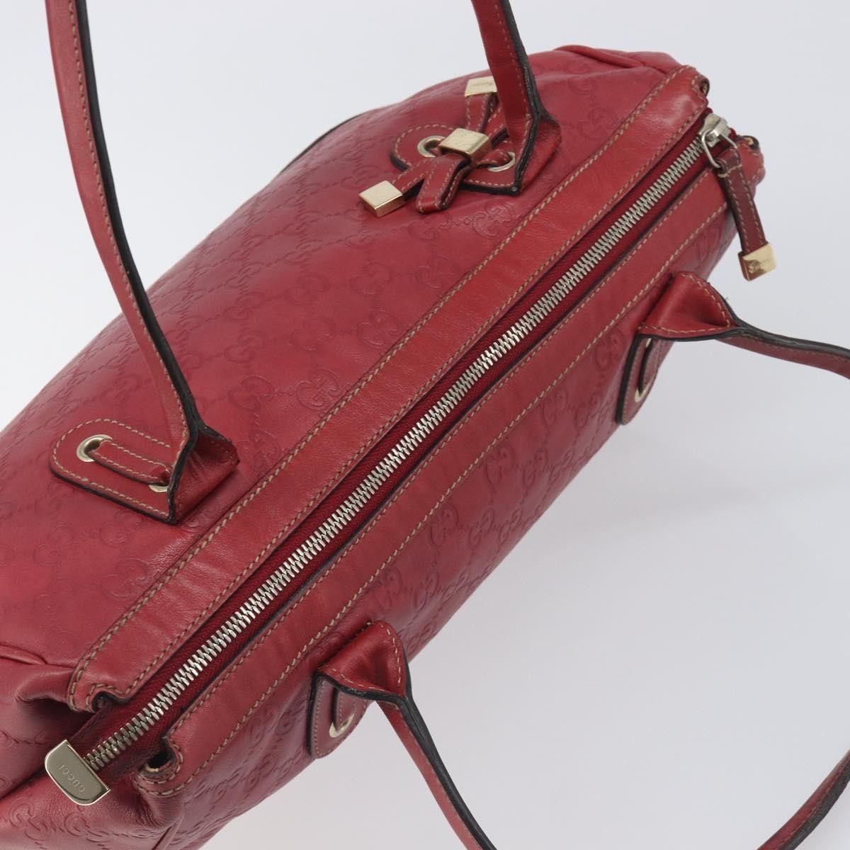 Gucci Princy Boston Guccissima Leather Red Leather Handbag (Pre-Owned)