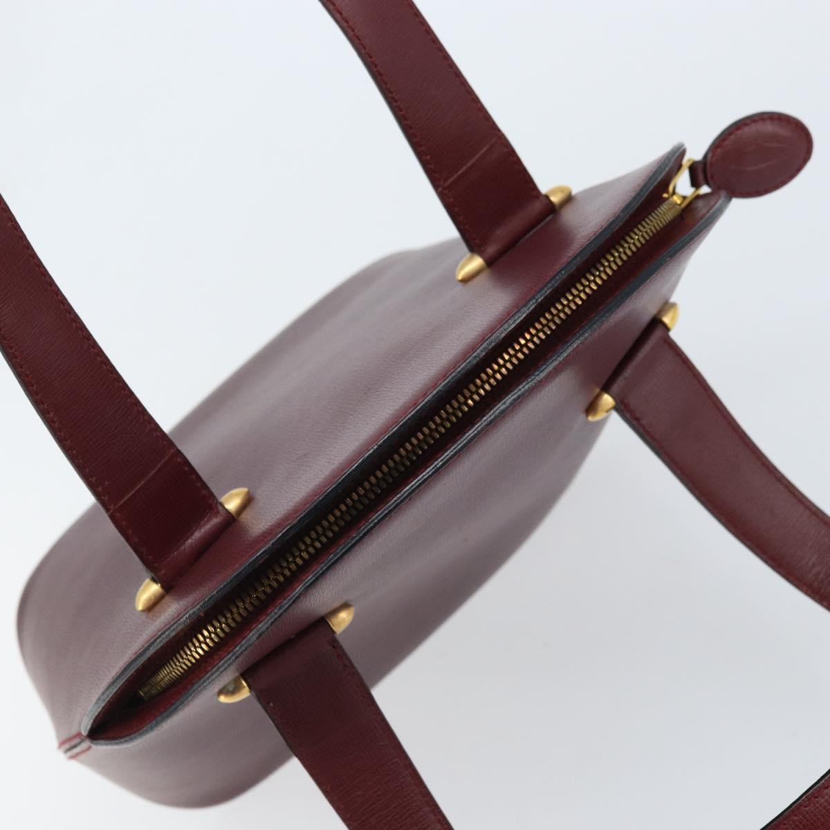 Cartier Vintage Must De Cartier Leather Burgundy Leather Handbag (Pre-Owned)