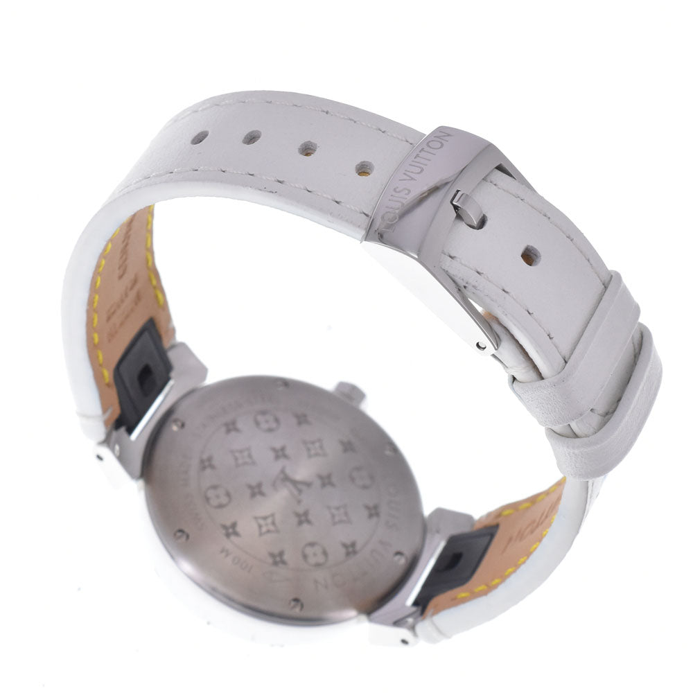 Louis Vuitton Tambour Quartz Stainless Steel And Monogram Rubber Watch (Pre-Owned)