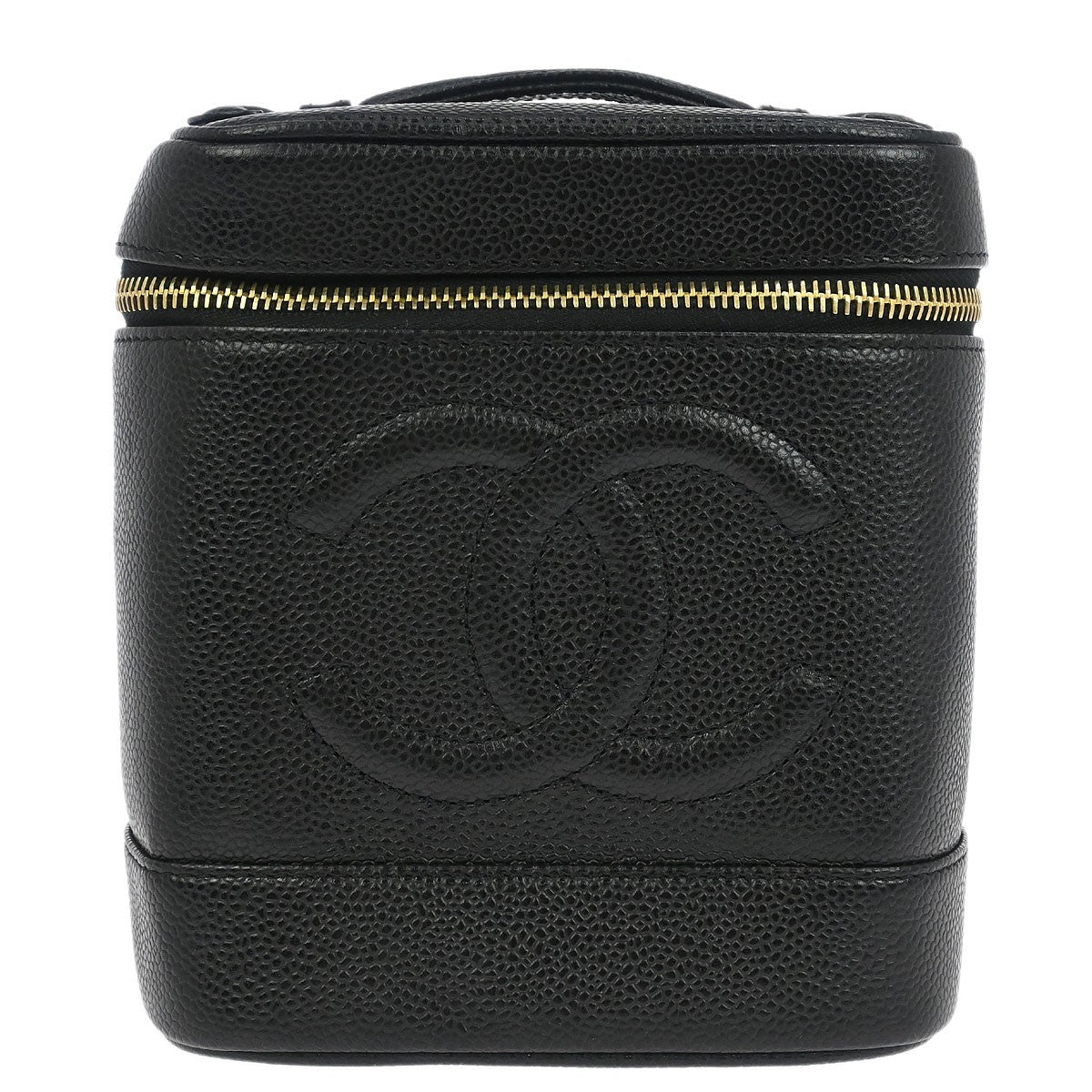 Chanel Vintage Timeless Cosmetic Case Caviar Black Leather Handbag (Pre-Owned)