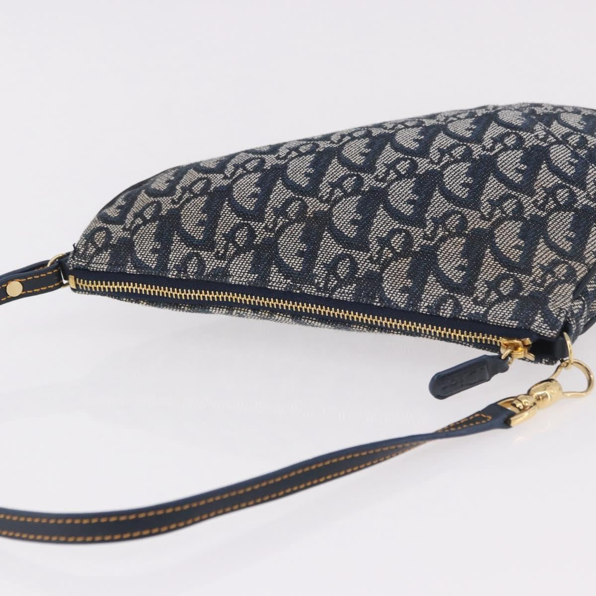 Christian Dior Vintage Saddle Bag Canvas Navy Canvas Clutche & Pouche Bag (Pre-Owned)