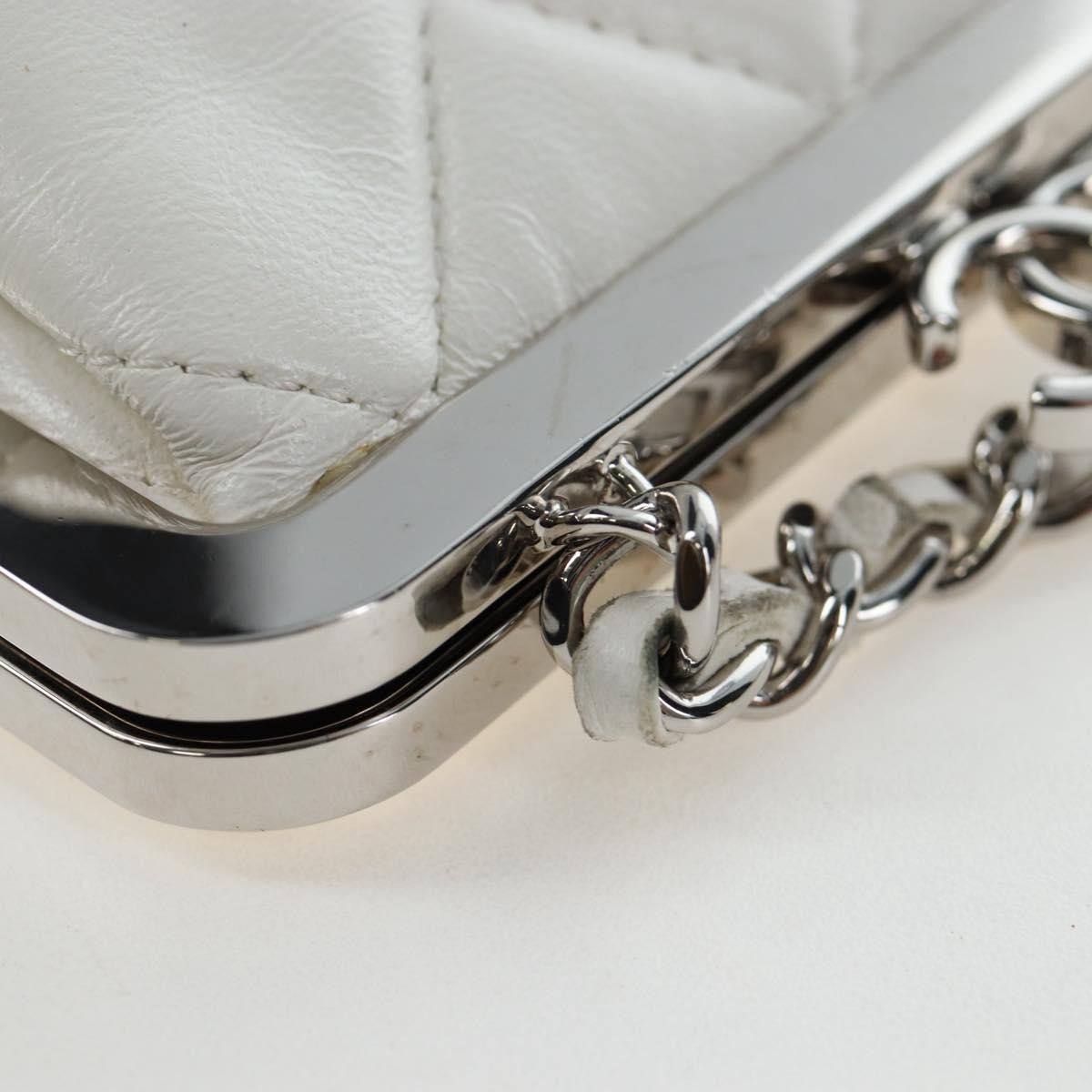 Chanel Cc Frame Clutch With Chain Quilted Lambskin And Plexiglass White Leather Clutche & Pouche Bag (Pre-Owned)