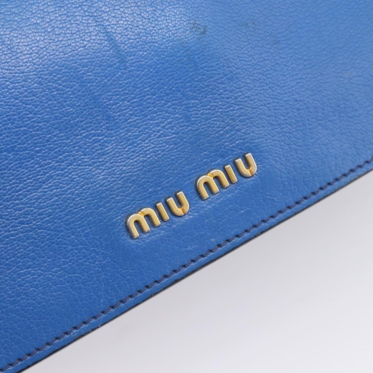 Miu Miu Madras Top Handle Leather Navy Leather Handbag (Pre-Owned)