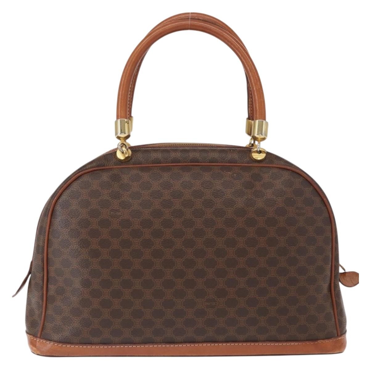 Celine Vintage Macadam Canvas And Leather Brown Canvas Handbag (Pre-Owned)