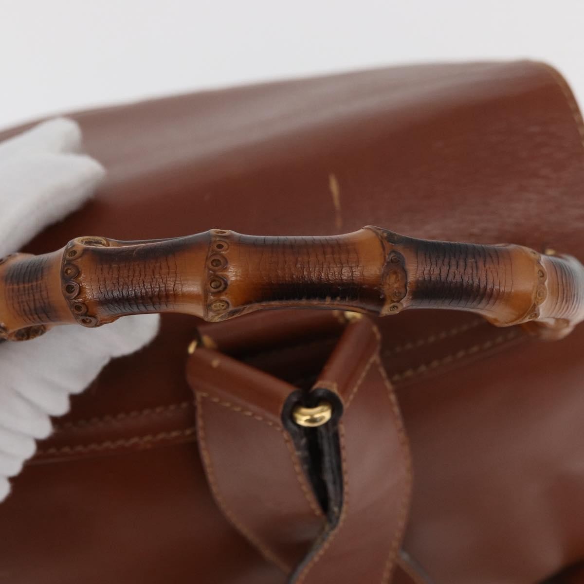 Gucci Vintage Bamboo Leather Brown Leather Backpack Bag (Pre-Owned)