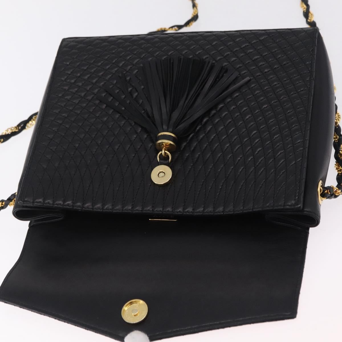 Bally Vintage Chain Quilted Leather Black Leather Shoulder Bag Bag (Pre-Owned)