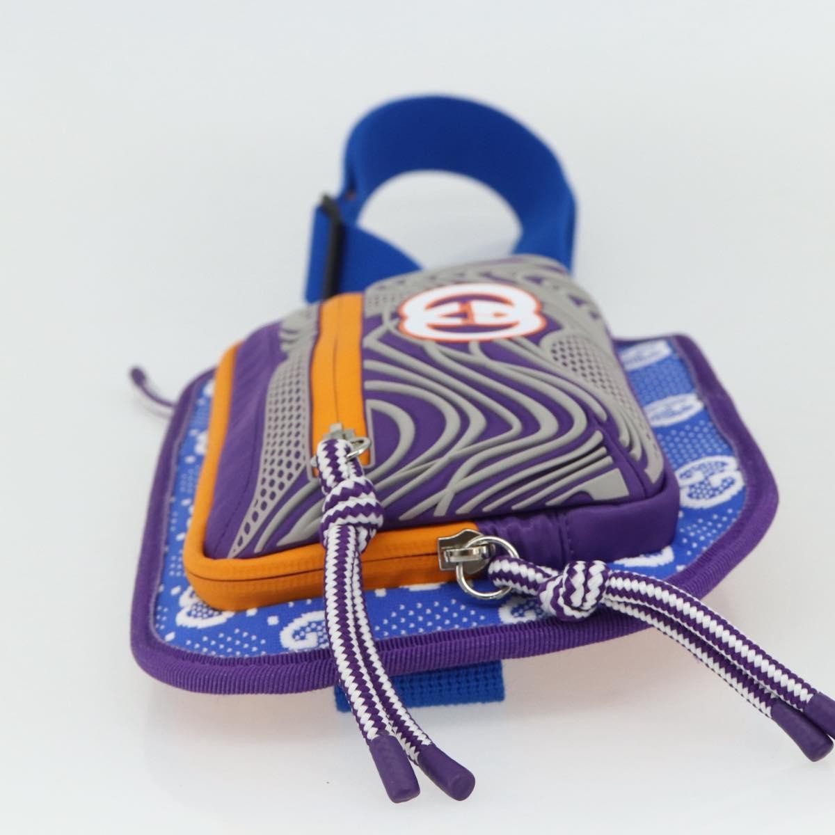 Gucci Panelled Front Pocket Belt Gg Jacquard Nylon And Rubber Purple Nylon Handbag (Pre-Owned)