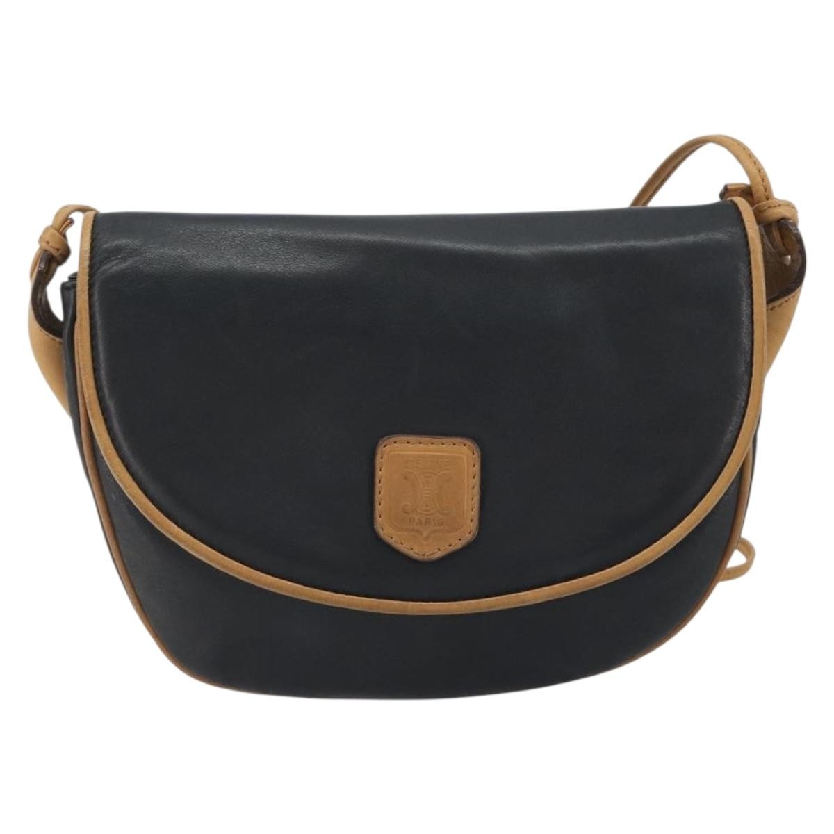 Celine Vintage Leather Black Leather Shoulder Bag Bag (Pre-Owned)