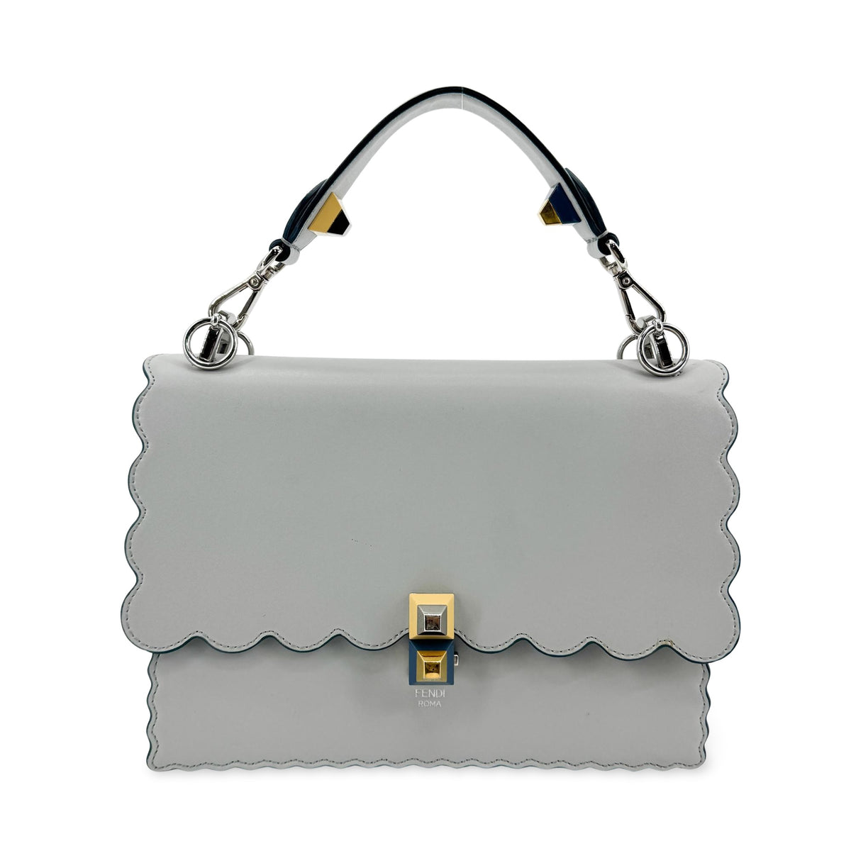 Fendi Kan I Leather Gray Leather Handbag (Pre-Owned)