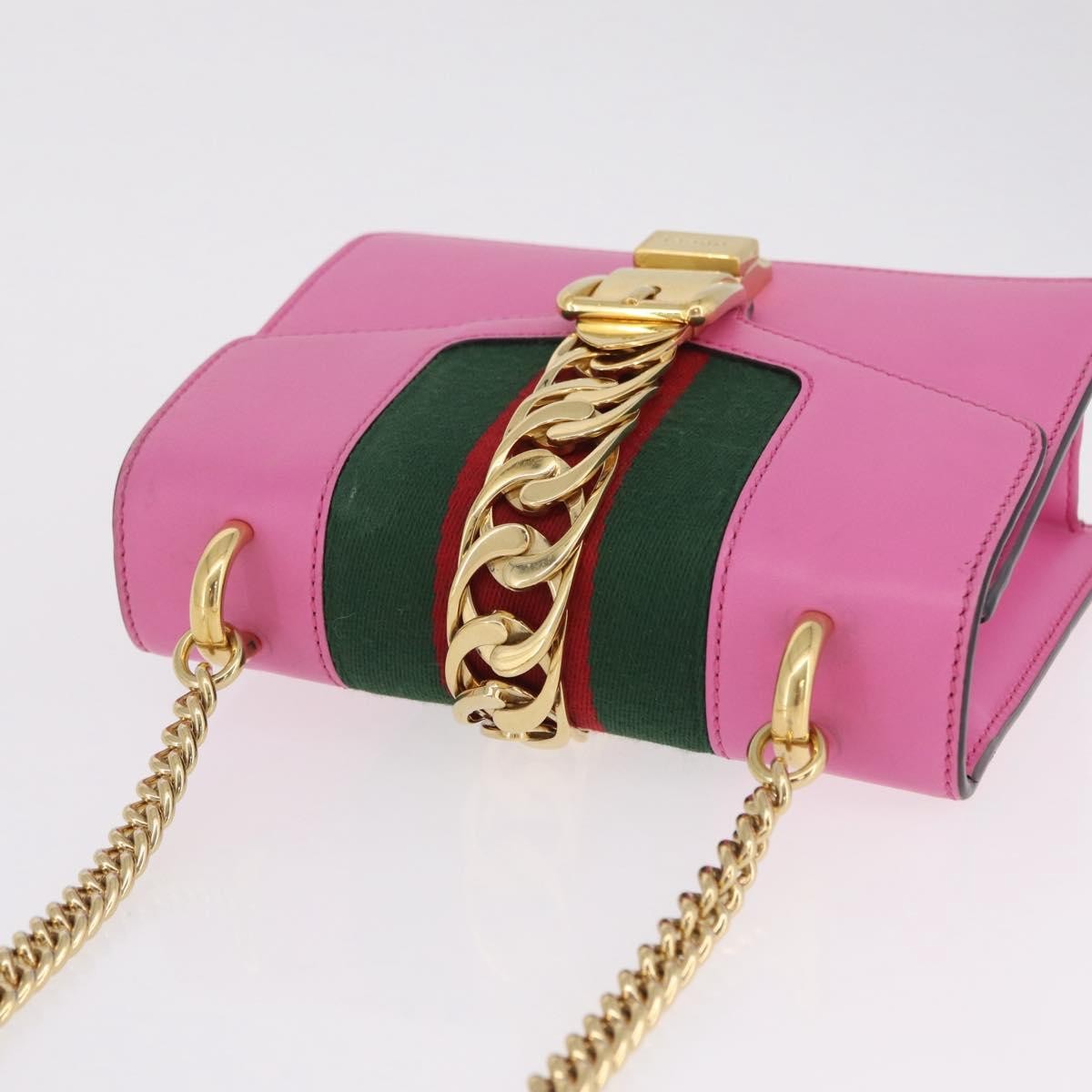 Gucci Sylvie Chain Leather Pink Leather Shoulder Bag Bag (Pre-Owned)