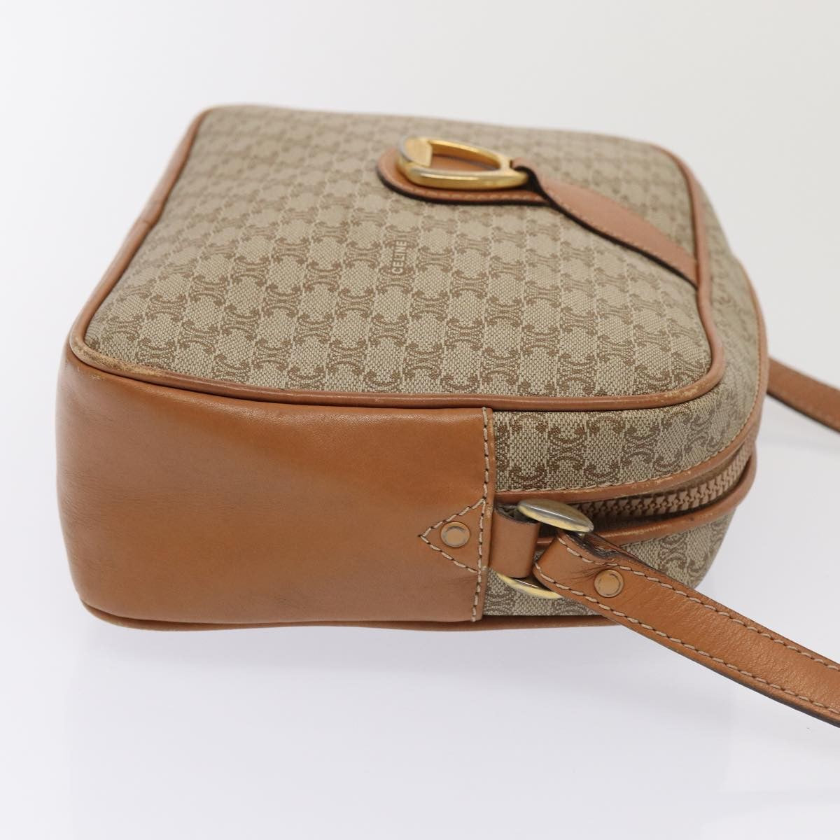 Celine Vintage Macadam Canvas And Leather Beige Canvas Shoulder Bag Bag (Pre-Owned)