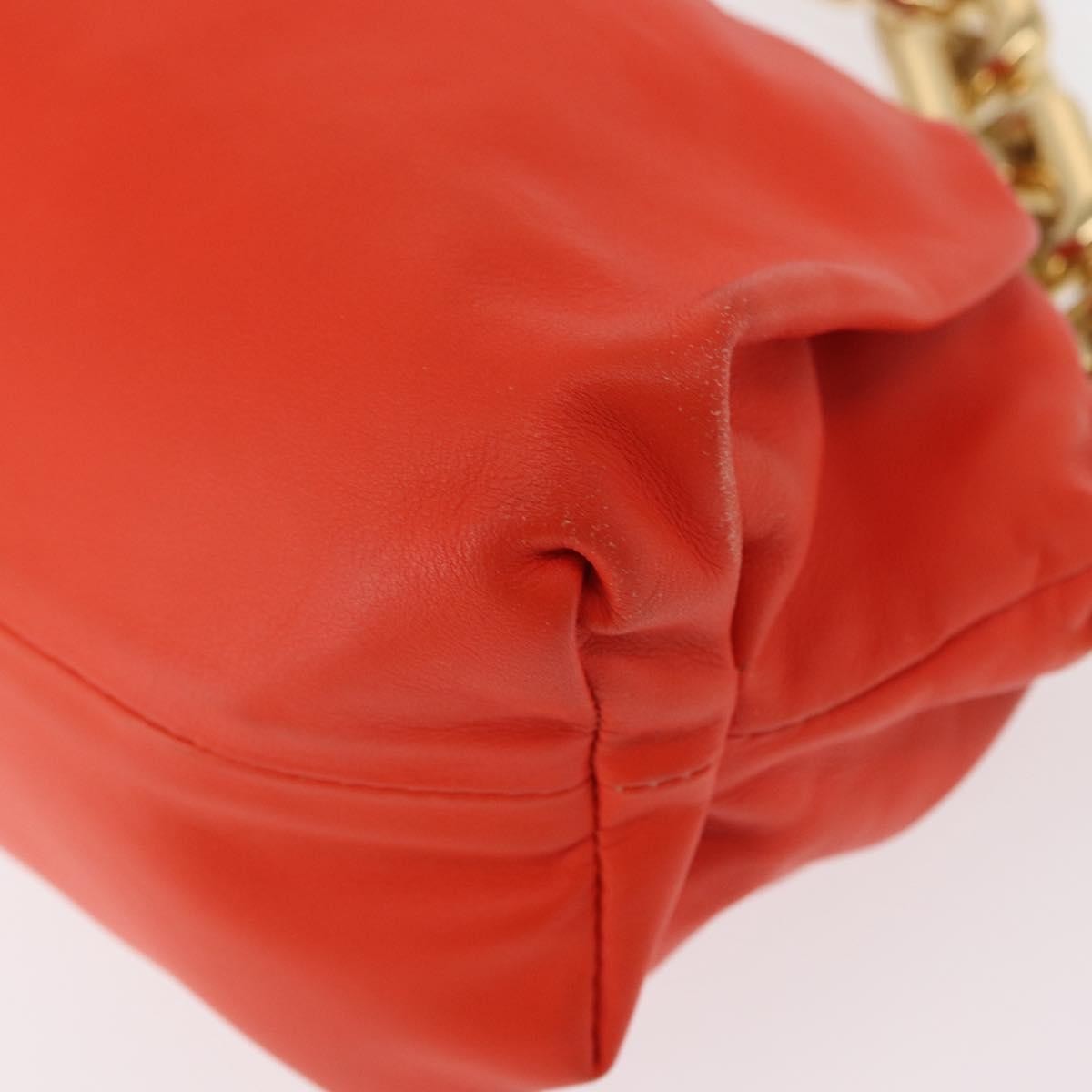 Bottega Veneta The Chain Leather Orange Leather Clutche & Pouche Bag (Pre-Owned)